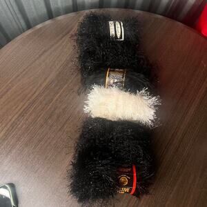Bundle of Glittery Fur Black and White Yarn